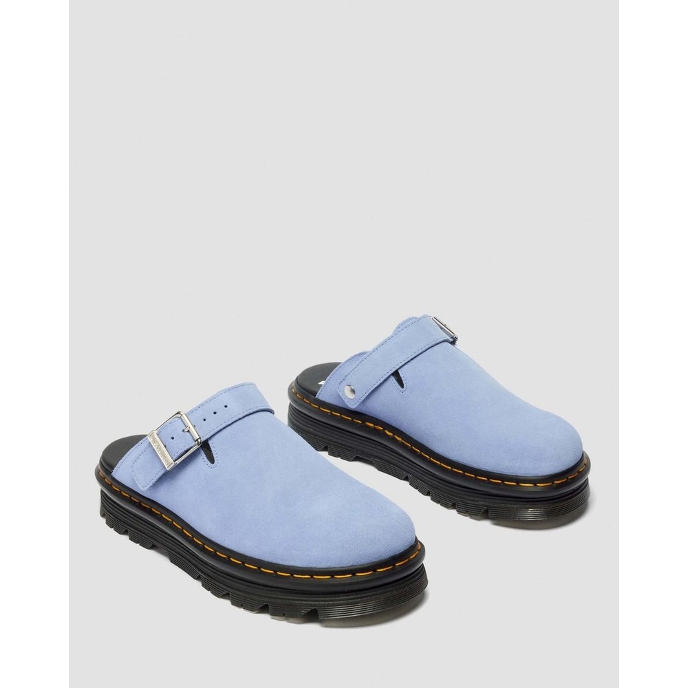 NEW Dr. Martens Zebzag Suede Slingback Platform Mules Cornflower Blue Unisex - Picture 2 of 13